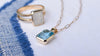 Warren Nantucket Blue Topaz Pendant on Adelaide Mini chain & Warren Rainbow Moonstone ring featuring a 10x8mm center stone.