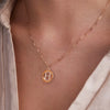 Letter & Citrine Pendant in 14k Gold (November)