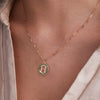 Letter & Emerald Pendant in 14k Gold (May)