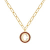 Letter & Garnet Pendant in 14k Gold (January)