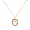 Letter & Pink Sapphire Pendant in 14k Gold (October)