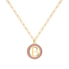 Letter & Pink Sapphire Pendant in 14k Gold (October)