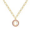 Letter & Pink Sapphire Pendant in 14k Gold (October)