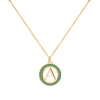 Letter & Emerald Pendant in 14k Gold (May)