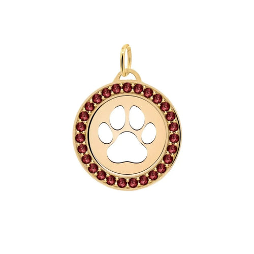 Paw & Garnet Pendant in 14k Gold (January)