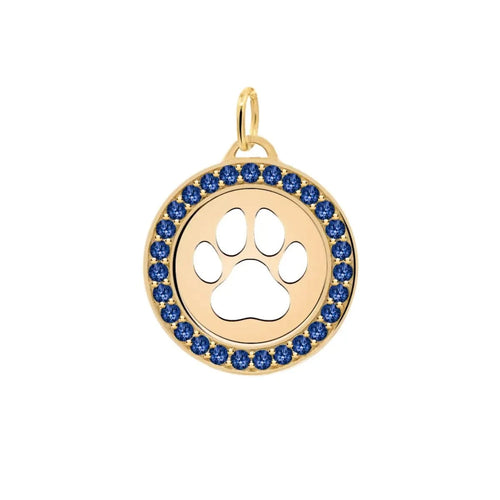 Paw & Sapphire Pendant in 14k Gold (September)