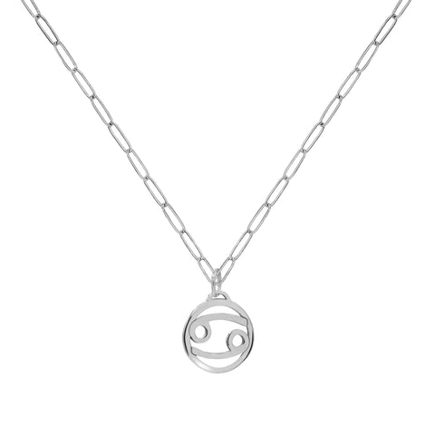 Flat Cancer Pendant with Adelaide Mini Chain in 14k Gold - White Gold