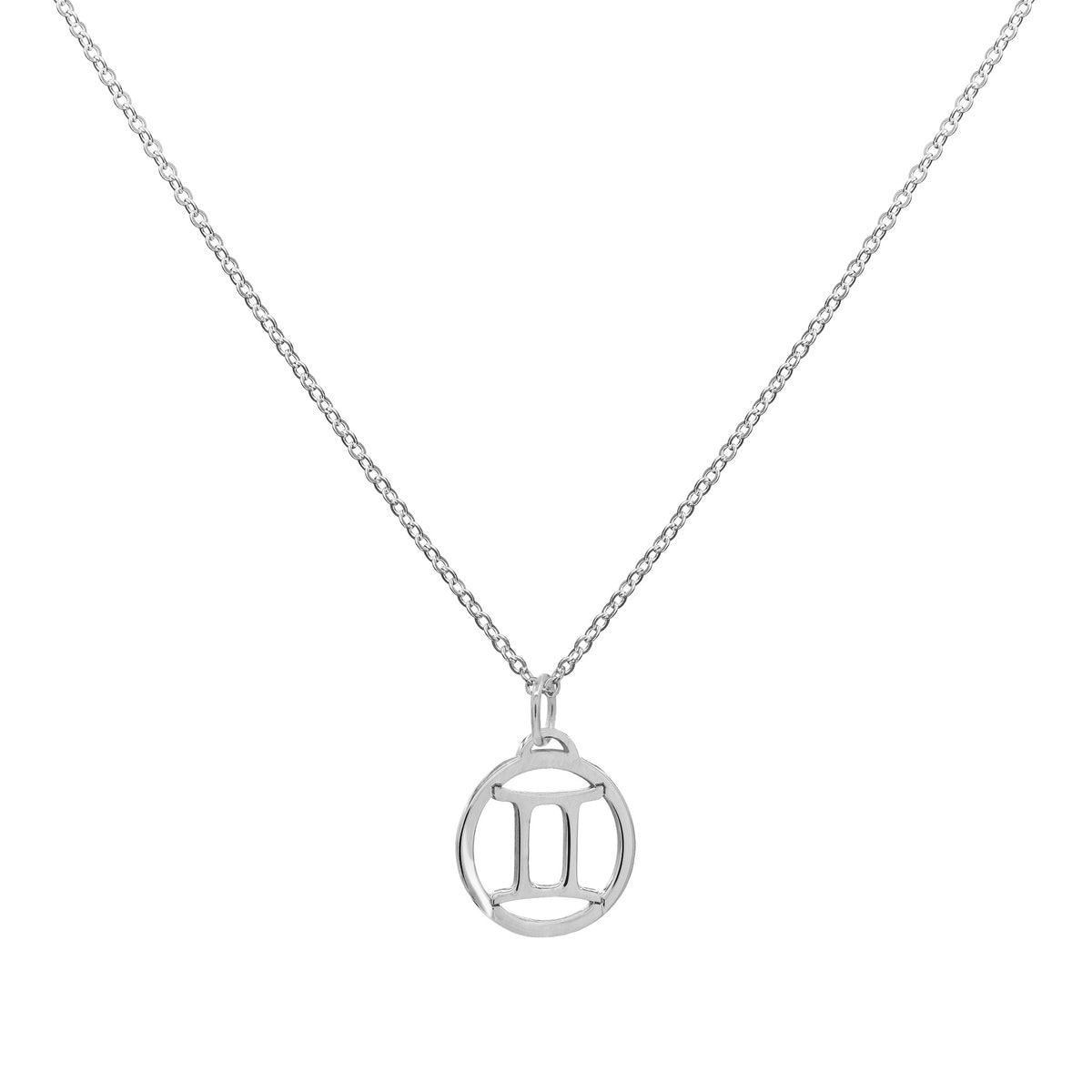 Flat Gemini Pendant with Classic Chain in 14k Gold
