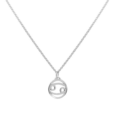 Flat Cancer Pendant with Classic Chain in 14k Gold - White Gold