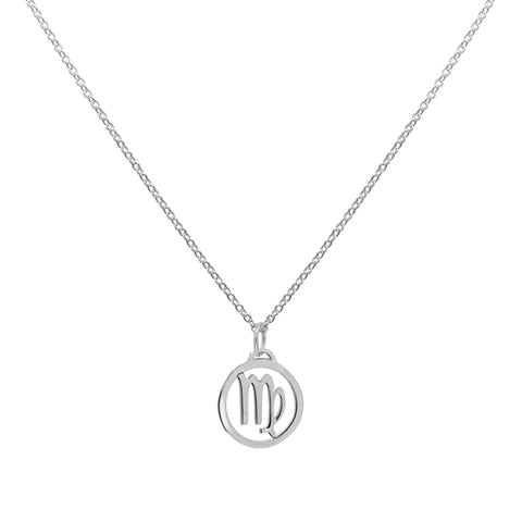 Flat Virgo Pendant with Classic Chain in 14k Gold - White Gold