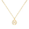 Flat Pisces Pendant with Adelaide Mini Chain in 14k Gold