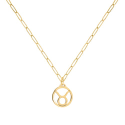 Flat Taurus Pendant with Adelaide Mini Chain in 14k Gold
