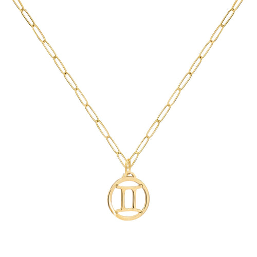 Flat Gemini Pendant with Adelaide Mini Chain in 14k Gold