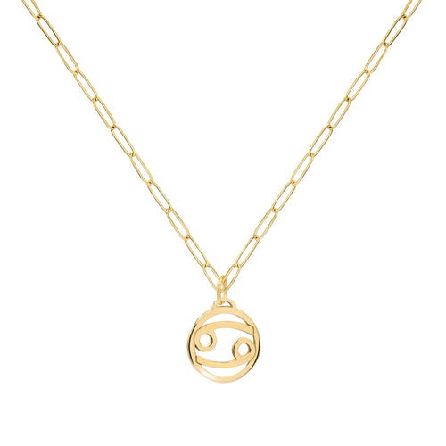 Flat Cancer Pendant with Adelaide Mini Chain in 14k Gold