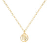 Flat Virgo Pendant with Adelaide Mini Chain in 14k Gold