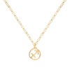 Flat Sagittarius Pendant with Adelaide Mini Chain in 14k Gold