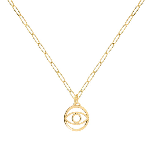 Evil Eye Pendant with Adelaide Mini Chain in 14k Gold