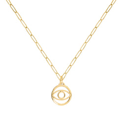Evil Eye Pendant with Adelaide Mini Chain in 14k Gold