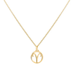 Flat Aries Pendant with Classic Chain in 14k Gold