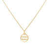 Flat Aquarius Pendant with Classic Chain in 14k Gold