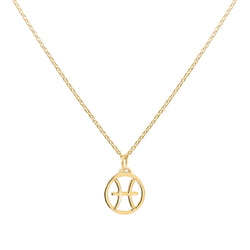 Flat Pisces Pendant with Classic Chain in 14k Gold
