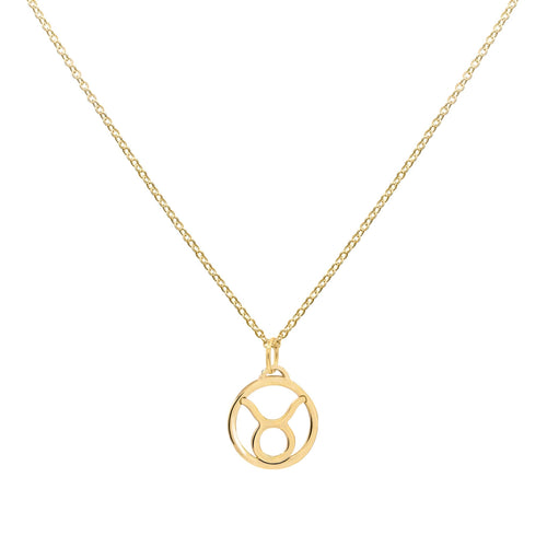 Flat Taurus Pendant with Classic Chain in 14k Gold