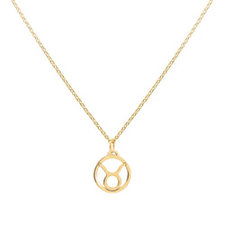 Flat Taurus Pendant with Classic Chain in 14k Gold