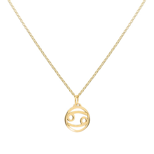 Flat Cancer Pendant with Classic Chain in 14k Gold