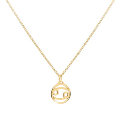Flat Cancer Pendant with Classic Chain in 14k Gold