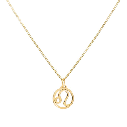 Flat Leo Pendant with Classic Chain in 14k Gold