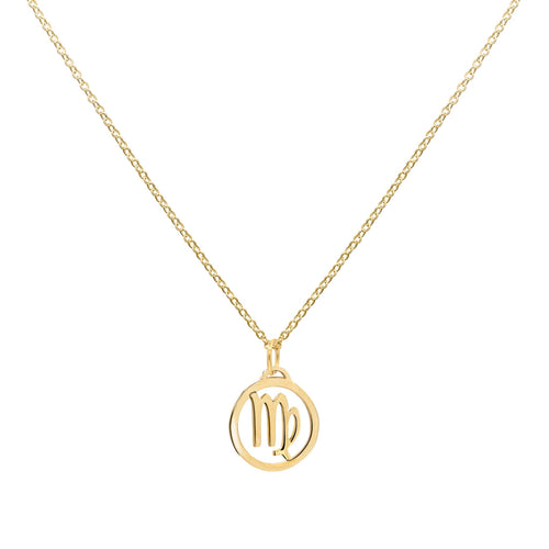 Flat Virgo Pendant with Classic Chain in 14k Gold