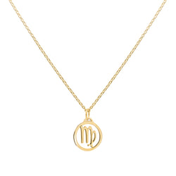 Flat Virgo Pendant with Classic Chain in 14k Gold