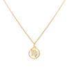 Flat Virgo Pendant with Classic Chain in 14k Gold