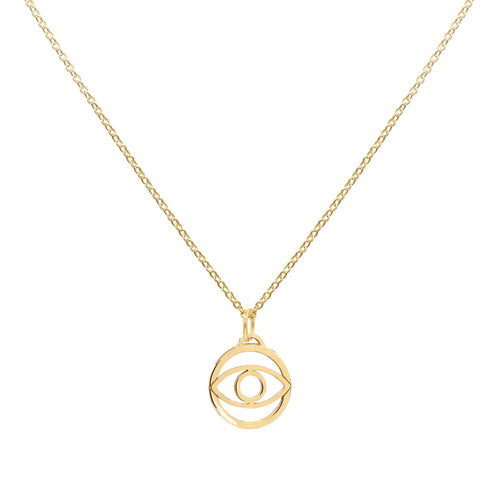 Evil Eye Pendant with Classic Chain in 14k Gold
