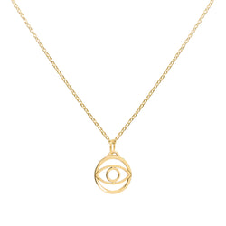 Evil Eye Pendant with Classic Chain in 14k Gold