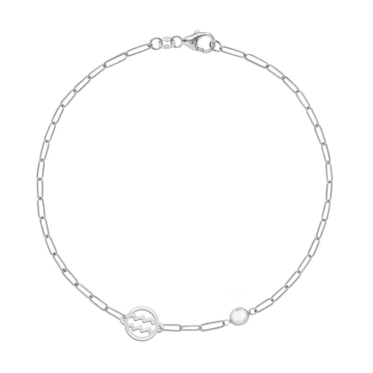 Aquarius Zodiac Gemstone Silver Bracelet