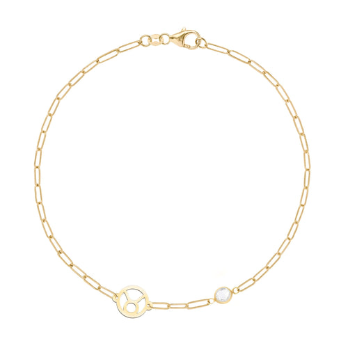 Taurus & Birthstone Bracelet on Adelaide Mini in 14k Gold