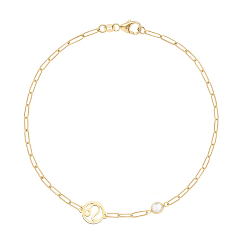 Leo & Birthstone Bracelet on Adelaide Mini in 14k Gold