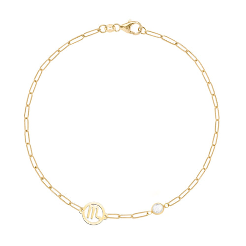 Scorpio & Birthstone Bracelet on Adelaide Mini in 14k Gold