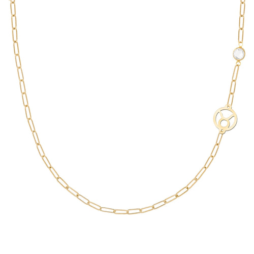 Taurus & Birthstone Necklace on Adelaide Mini in 14k Gold