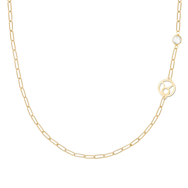 Taurus & Birthstone Necklace on Adelaide Mini in 14k Gold
