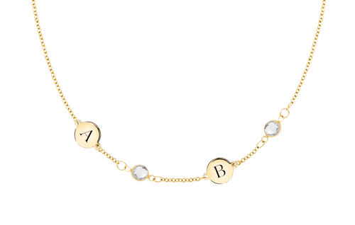 2 Letter & 2 Petite Birthstone Necklace