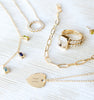 Rosecliff Circle necklace, Warren ring, Adelaide necklace, Flat Heart pendant, & personalized Providence 3 Drop necklace.