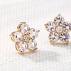 Greenwich Flower White Topaz & Diamond Earrings in 14k Gold (April)