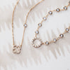 Rosecliff Diamond Small Circle & Newport Aquamarine Necklace in 14k Gold (March)