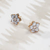 Greenwich Flower Aquamarine & Diamond Earrings in 14k Gold (March)