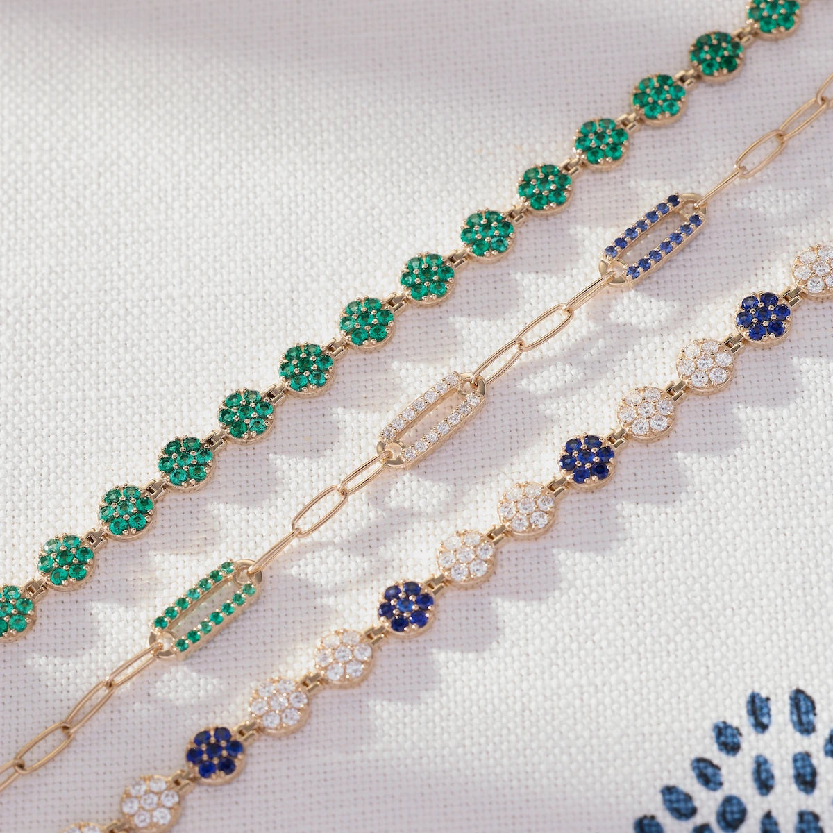 Rosecliff Tennis Emerald Bracelet in 14k Gold (May)