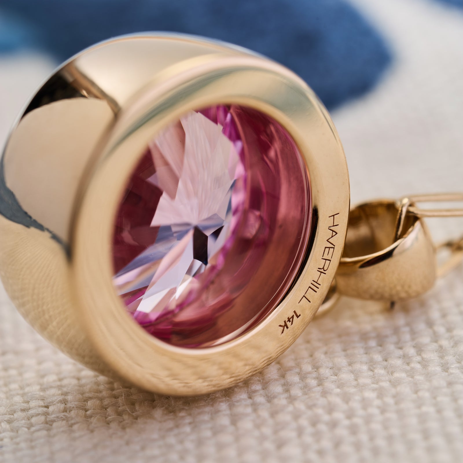 Jamestown Pink Sapphire Pendant in 14k Gold (October)