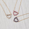 Rosecliff Small Heart Pink Sapphire Necklace in 14k Gold (October)