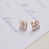 Personalized Greenwich 4 Birthstone & Diamond Earrings in 14k Gold